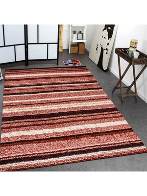 Modanoiva Kaymaz Dot Taban Yıkanabilir  Dijital Baskı Renkli Paralel Kilim Desenli Salon Halısı 80 x 150