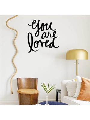 Mıgnatıs - El Yazısı ile Yazılmış You Are Loved Yazısı Sticker 60X57CM - Siyah