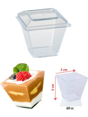 Kristal Kübik Kase Tatlı Kabı Kasesi Kapaklı 60 Cc.