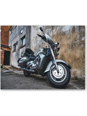 Caka Tablo Ahşap Tablo Eski Binalar ve Harley Davidson