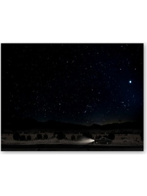 Caka Tablo Ahşap Tablo Çöl Yolunda Yıldızlı Gece