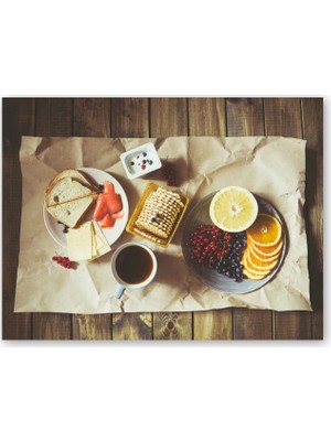 Caka Tablo Ahşap Tablo Tahta Masa Kahvaltı Waffle Meyve Tabağı Kahve