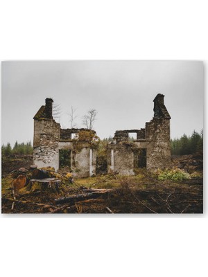 Caka Tablo Ahşap Tablo Taş Evin Yıkıntıları