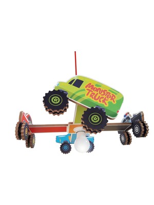 Arya Ahşap Monster Cars Çocuk Odası Aydınlatma