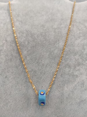 Arı Mavi Nazar Boncuklu Burgu Zincirli Kolye