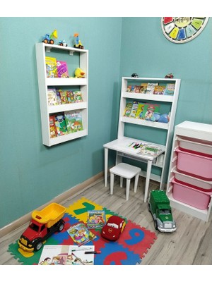 Mihenk Inci Montessori Kitaplık Çocuk Odası Kitaplığı 3 Raflı Mdf