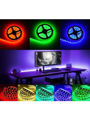 İntec 3 Çipli Silikonsuz RGB Şerit Led İç Tasarım Aydınlatması 1 Metre Kuruluma Hazır Set