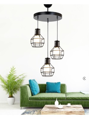 Etsylight Zara New Black 3 Salon Avize