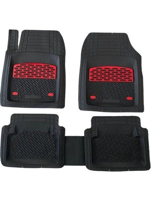 Safir Citroen C5 Aircross Uyumlu Universal Derin Havuzlu Paspas Krom Kırmızı