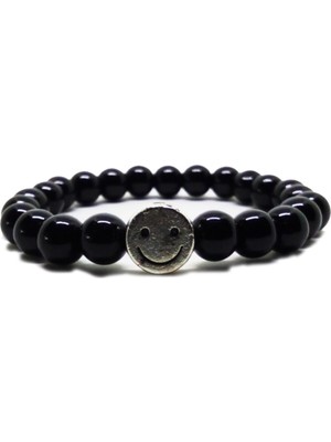 Kusakli Gülenyüz Figürlü Parlak Oniks Kadın Bileklik