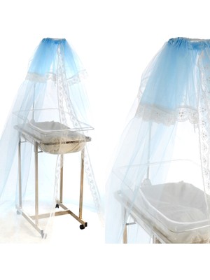 Süsle Bebek ve Parti Bebek Beşik ve Oyun Parkı Cibinlik, Kristal Tüllü, 10 m2, Mavi