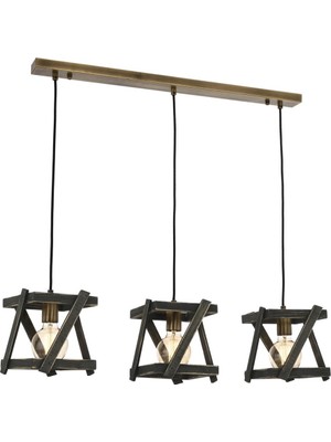 Avonni AV-60158-3GY Eskitme/Gri Kaplama Modern Avize E27 Ahşap Metal 70 x 18 cm