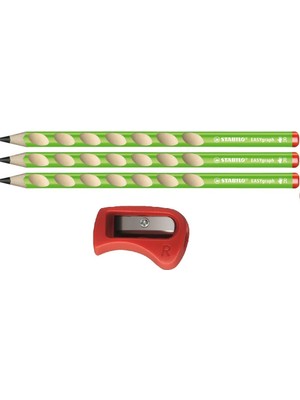 Stabilo Easygraph Özel Sağ El Kursun Kalemi Green 3'lü + Kalemtraş