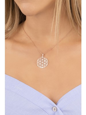 Diversity Jewelry Kadın 925 Ayar Gümüş Rose Yaşam Çiçeği Kolye
