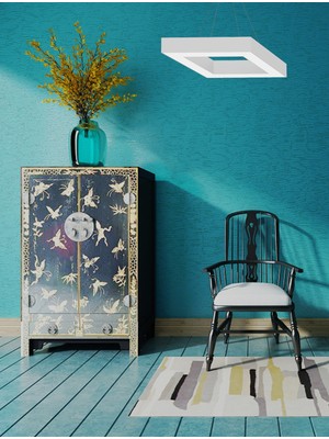 Hegza Lighting Rombo (Beyaz Kasa, Beyaz Işık) Ledli Modern Avize