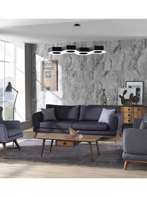 Hegza Lighting Catena (Siyah Kasa, Sarı Işık) Ledli Modern Avize