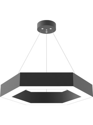 Hegza Lighting Hexagon (Siyah Kasa, Beyaz Işık) Ledli Modern Avize