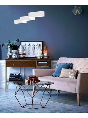 Hegza Lighting Sega (Beyaz Kasa, Sarı Işık) Ledli Modern Avize