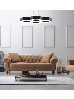 Hegza Lighting Stella (Siyah Kasa, Beyaz Işık) Ledli Modern Avize