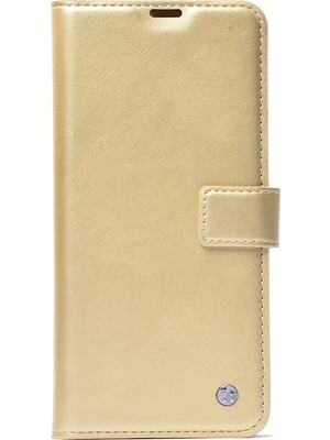 Case Street Huawei P Smart 2021 Kılıf Kar Delüx Cüzdan Kartvizitli Kopçalı Gold