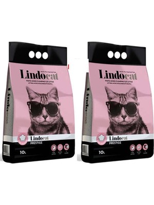 LindoCat Lindo Cat Pudra Kokulu Parfümlü Bentonit Topaklanan Ince Taneli Kedi Kumu 10 Lt 2 Adet