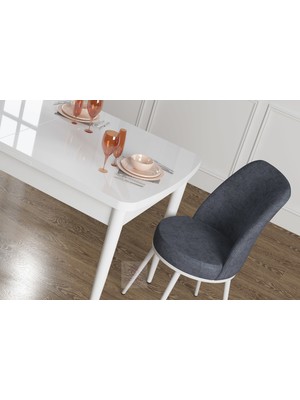 Canisa Concept Zen Serisi Mdf Açılabilir Mutfak Masası Takımı-Yemek Masası Takımı Beyaz Masa+6 Sandalye