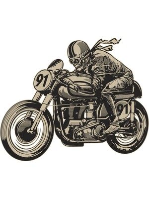 Sticker Fabrikası Motorcu Kurukafa Cafe Racer Kuru Kafa Sticker 00374