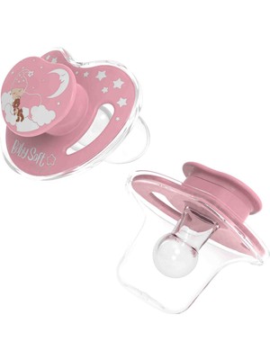 BabySoft Kapaklı Yuvarlak Uçlu Pembe Uyku Emziği 18+ Ay