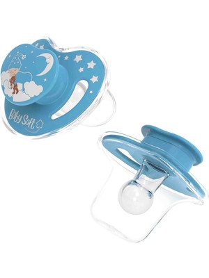 BabySoft Kapaklı Yuvarlak Uçlu Mavi Uyku Emziği 18+ Ay