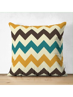 Çift Taraflı Modern Zigzag Desen Dijital Baskılı Dekoratif Süet Yastık Kırlent Kılıfı