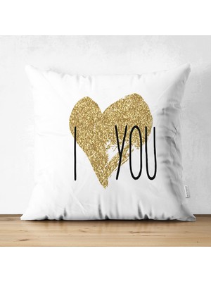 Çift Taraflı I Love You Aşk Temalı Dijital Baskılı Modern Süet Kırlent Kılıfı
