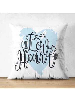 Çift Taraflı Love Heart Yazı Desenli Dijital Baskılı Modern Süet Yastık Kırlent Kılıfı