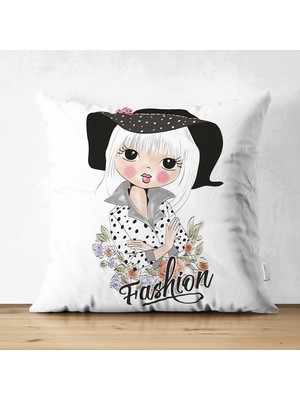 Fashion Girl Çift Taraflı Dijital Baskılı Süet Yastık Kırlent Kılıfı