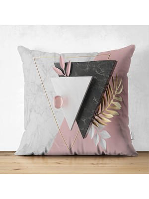 Çift Taraflı Modern Üçgen Mermer Desenli 3D Dijital Baskılı Süet Yastık Kırlent Kılıfı
