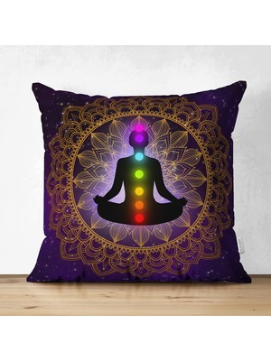 Gökyüzü Desenli Yoga Motifli Özel Tasarım Çift Taraflı Dijital Baskılı Süet Yastık Kılıfı