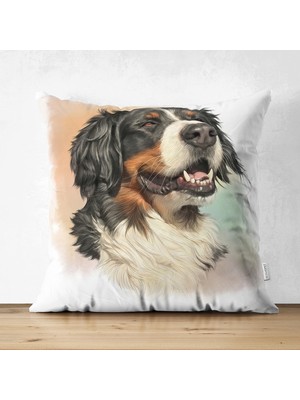 Sevimli Köpek Desenli Dijital Baskılı Modern Çift Taraflı Süet Yastık Kırlent Kılıfı