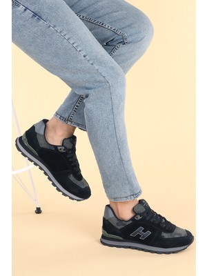 Hammer Jack 102 19250 M Peru Nubuk Deri Erkek Spor Ayakkabı Siyah Haki