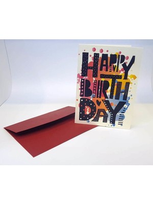 Özgür Happy Birthday Tasarım Tebrik Kartı 12 x 17 cm