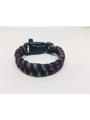 Merit Collection Çok Renkli Paracord Fishtail Bileklik (Bıçak, Pusula, Ateş Başlatıcı Magnezyum ve Ikaz Düdüğü)