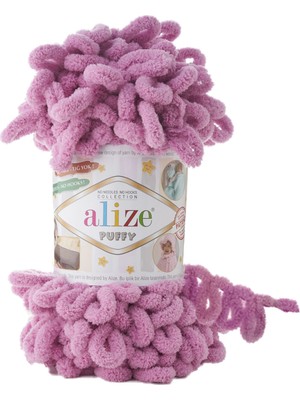 Alize Puffy 5'li Gül Renkli Mikropolyester Yün Seti 100 gr - Yıkanabilir ve Kuru Temizlenebilir