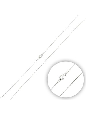 Gümüş Takı Dünyası 15 Mikron Tıraşlı Yuvarlak Yılan Gümüş Kadın Zincir Kolye