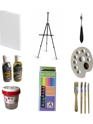 Ümraniye Hobi Sanat Prosefyonel Yağlı Boya Başlangıç Seti-13 - Portatif Metal Şovale