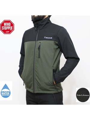 Mudwill Softshell Erkek Mont Ceket - Haki Siyah