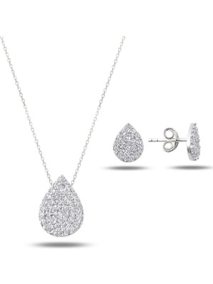 Gümüş Takı Dünyası Gümüş Kaplama Zirkon Taşlı Gümüş Kadın Set