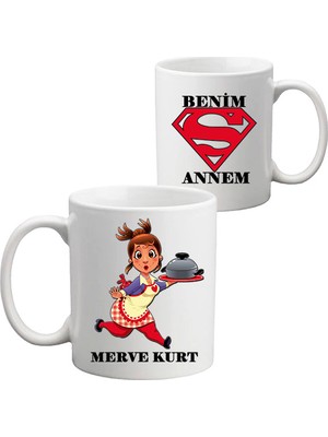Biresimden Süper Annelere Isme Özel Anneler Günü Kupa Bardak