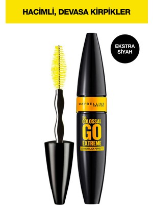 Maybelline New York The Colossal Go Extreme Leather Black Maskara Ekstra Siyah Hacim Verici Mat Görünüm