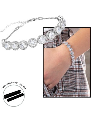 Gül Endam Starlight Diamond Pırlanta Montür Büyük Boy 925 Ayar Gümüş Su Yolu Bileklik