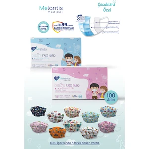 Melantis Meltblownlu 3 Katlı Telli Cerrahi Maske 1 Kutu Kız ve 1 Kutu Erkek 2 Kutu= 100 Adet Renkli