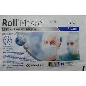 Maske 5'li Paket Cerrahi 3 Katlı Telli Lastikli 20 Paket - 100 Adet