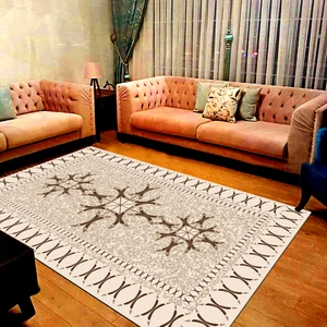 Kaymaz Dot Taban Yıkanabilir  Dijital Baskı Kristal Desenli Salon Halısı 80 x 100